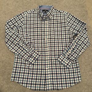 Classic Collection Men's Classic Plaid Button Down Shirt Blue & White Size L